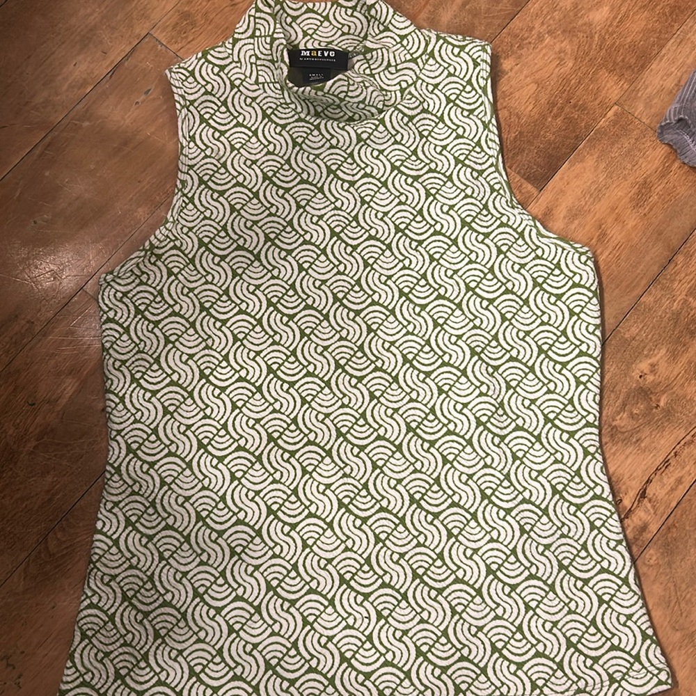 Anthropologie Maeve green and white top
